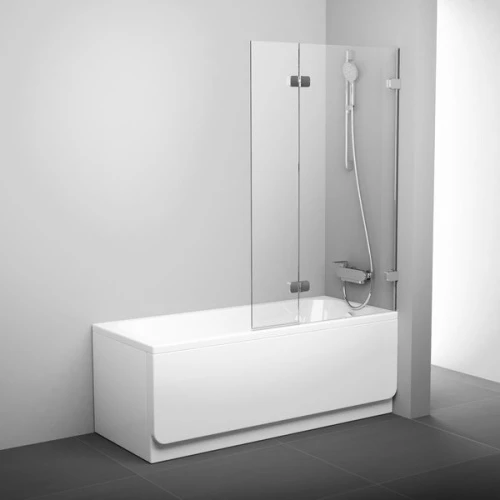 Перегородка (шторка, ширма) на борт ванны неподвижная Ravak BVS1-80 профиль хром, прозрачное стекло 7U840A00Z1