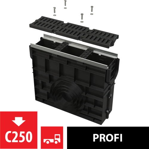 Пескоуловитель для дренажного канала AVZ103 с металлической рамой и решеткой из композитного материала С250 ALCAPLAST AVZ103R-R403