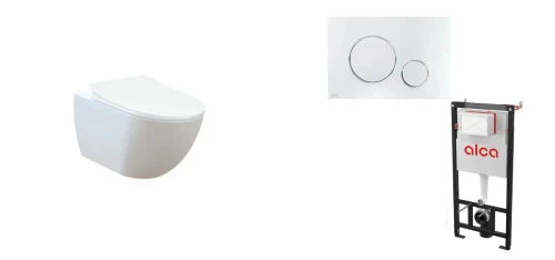 Комплект CREAVIT FREE Унитаз подвесной безободковый FE322.00100 + Сиденье CREAVIT AMASRA ULTIMA KC3131.00 + Инсталляция AlcaPlast AM101/1120-4:1 RU M671-0001