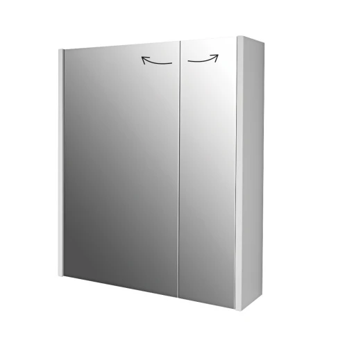 Шкаф зеркальный PRIME, 60 см, 2 дверцы, 2 стеклянные полки, белый