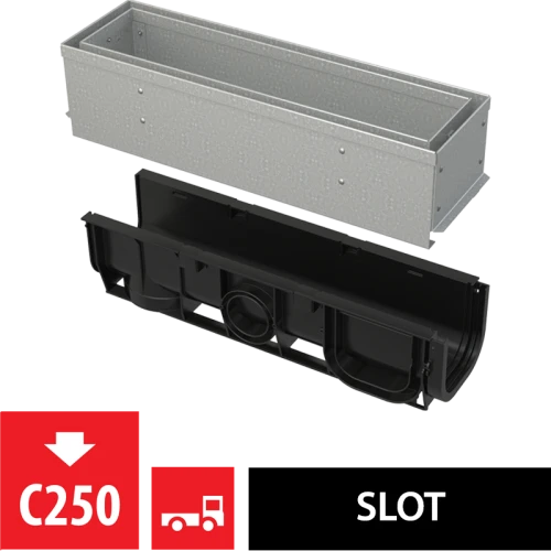 Щелевой дренажный канал с асимметричной сервисной надставкой 100 мм оцинкованная сталь ALCAPLAST AVZ101S-R121R