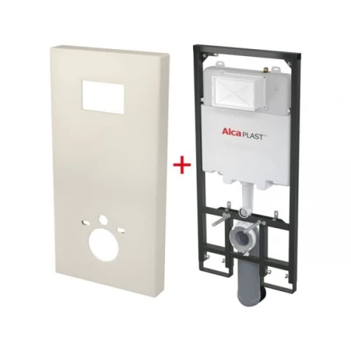 Инсталляция с коробом AlcaPlast Slimbox M1207 (серый мрамор)