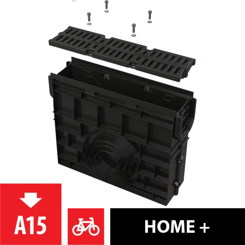 Пескоуловитель для дренажного канала AVZ104 с пластиковой рамой и пластиковой решеткой А15 ALCAPLAST AVZ104R-R401