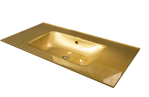 Раковина-столешница стекло 80 см Armadi Art моноблок Золото 852-080-G