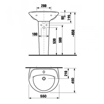 Раковина для пьедестала Jika Lyra 450 550 интернет магазин сантехники BATHPOINT