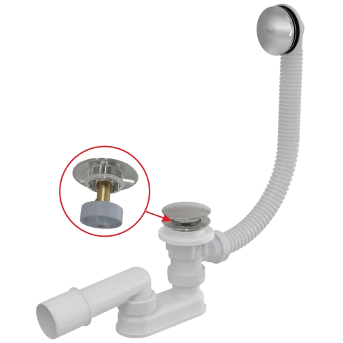 Сифон для ванны Click Clack металл AlcaPlast A504CKM-120