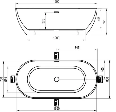  Ravak  1690 мм 760 мм интернет магазин сантехники BATHPOINT