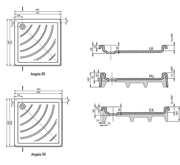 Поддон Ravak Angela 90 90 интернет магазин сантехники BATHPOINT