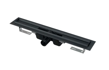 Водоотводящий желоб с порогами и гидрозатвором нержавейка ALCAPLAST APZ1BLACK-650 горизонтальный выпуск DN50