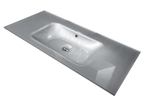 Раковина-столешница стекло 100 см Armadi Art моноблок Серебро 852-100-S