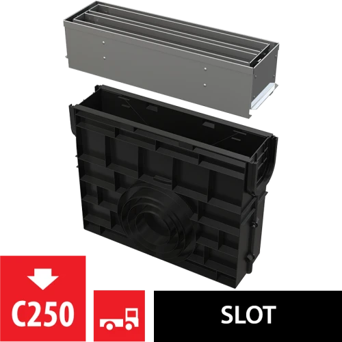 Пескоуловитель для дренажного канала с щелевой симметричной сервисной надставкой 100 мм ALCAPLAST AVZ101R-R323R