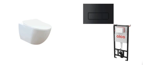 Комплект CREAVIT FREE Унитаз подвесной безободковый FE322.00100 + Сиденье CREAVIT AMASRA ULTIMA KC3131.00 + Инсталляция AlcaPlast AM101/1120-4:1 UA M578-0001