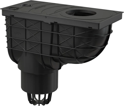 Ливнеотвод 300х155/110 мм сток прямой черный ALCAPLAST AGV1