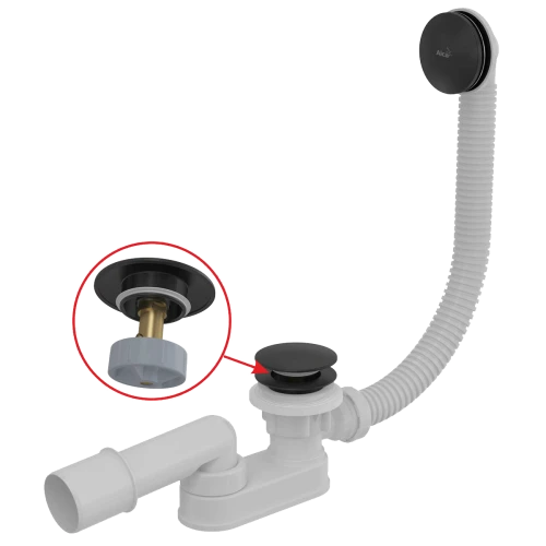 Сифон для ванны Click Clack черный матовый AlcaPlast A507BLACK-80