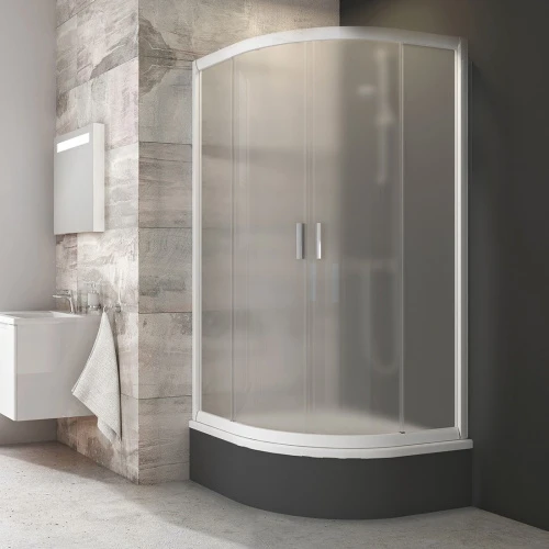 Душевой уголок четверть круга, раздвижные двери Ravak Blix BLCP4-80 Sabina блестящий профиль, матовое стекло 3B240C40ZG