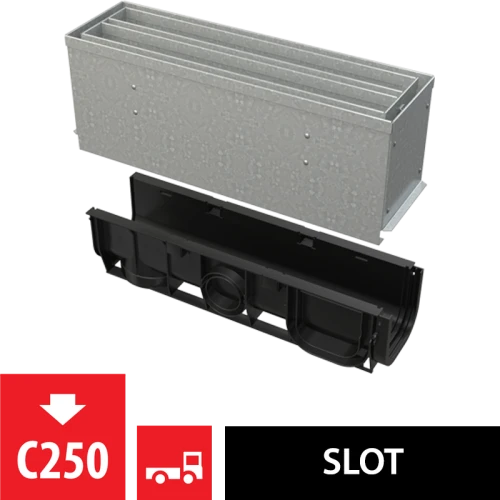 Щелевой дренажный канал с симметричной сервисной надставкой 160 мм оцинкованная сталь ALCAPLAST AVZ101S-R124R