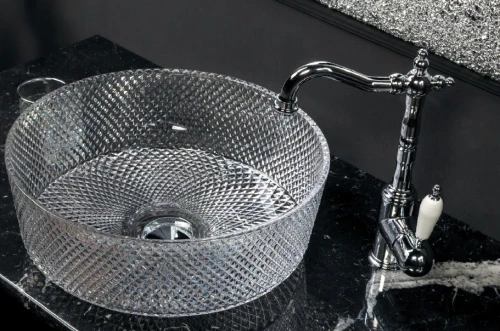 Раковина круглая хрустальная 39*12 см Armadi Art 817-S Серебро