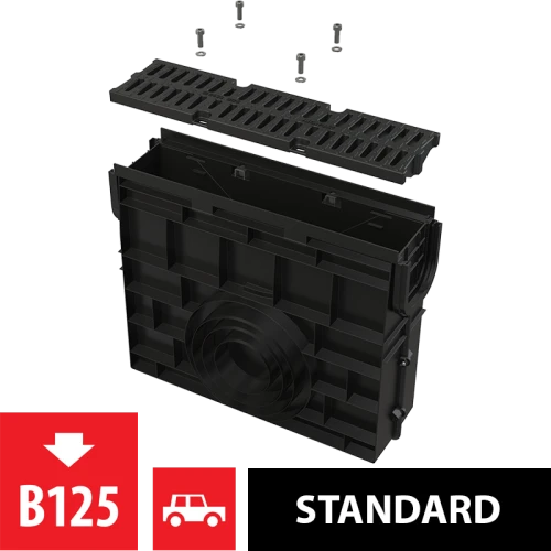 Пескоуловитель для дренажного канала AVZ104 с пластиковой рамой и решеткой из композитного материала B125 ALCAPLAST AVZ104R-R402