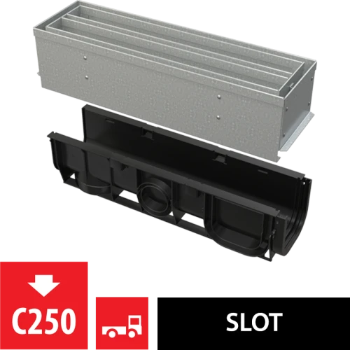 Щелевой дренажный канал с симметричной сервисной надставкой 100 мм оцинкованная сталь ALCAPLAST AVZ101S-R123R