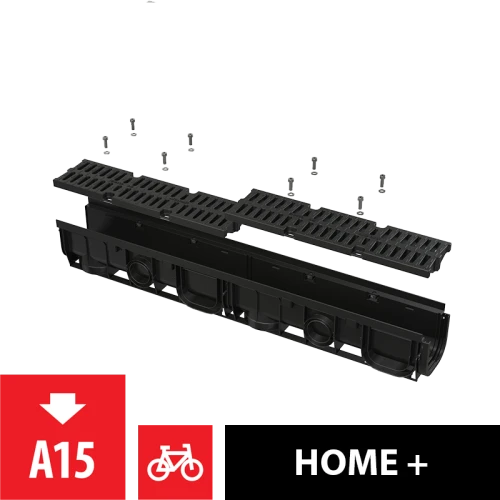 Дренажный канал 100 мм с пластиковой рамой и пластиковой решеткой А15 ALCAPLAST AVZ104-R401