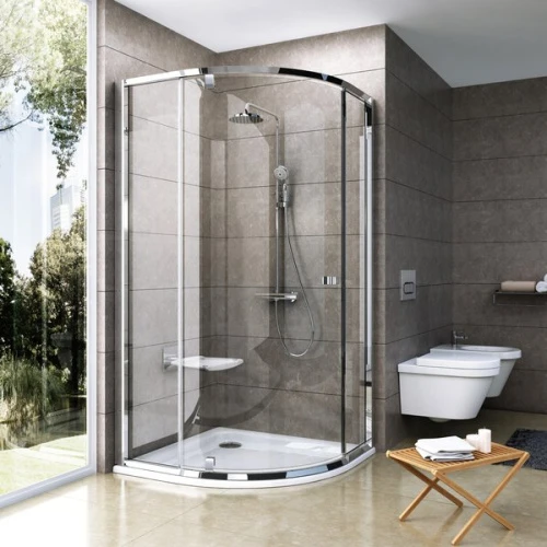 Душевой уголок четверть круга с распашной дверью Ravak Pivot PSKK3 90x90 см, черный профиль, прозрачное стекло 37677300Z1