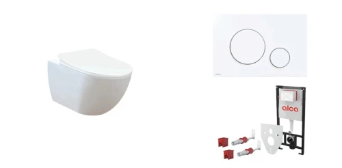 Комплект CREAVIT FREE Унитаз подвесной безободковый FE322.00100 + Сиденье CREAVIT AMASRA ULTIMA KC3131.00 + Инсталляция AlcaPlast AM101/1120-4:1 RU M670-0001
