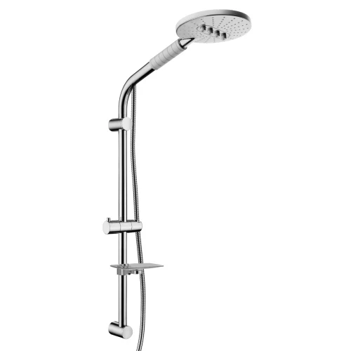 Lamark  Комплект: стойка душевая 560мм с лейкой 3-ф., мыльницей и шлангом 1,5м, хром, блистер LM8072C