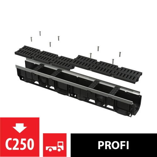 Дренажный канал 100 мм с металлической рамой и решеткой из композитного материала С250 ALCAPLAST AVZ103-R403