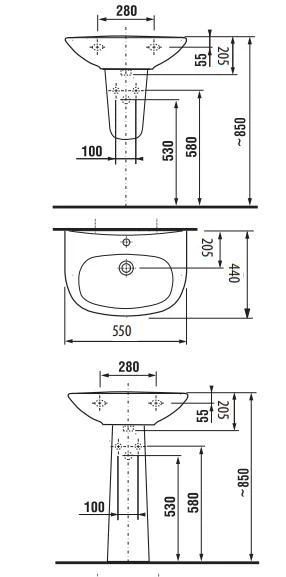 Раковина для пьедестала Jika Zeta 440 550 интернет магазин сантехники BATHPOINT