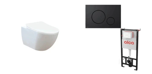 Комплект CREAVIT FREE Унитаз подвесной FE320.00100 + Сиденье CREAVIT AMASRA ULTIMA KC3131.00 + Инсталляция Alcaplast AM101/1120-4:1 RU M678-0001