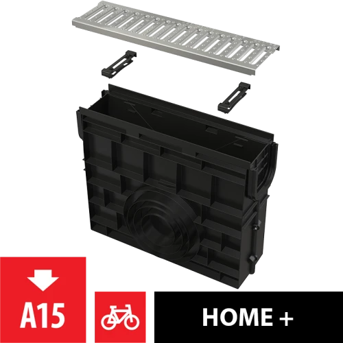 Пескоуловитель для дренажного канала AVZ102 с пластиковой рамой и оцинкованной решеткой „C“ профиль A15 ALCAPLAST AVZ102R-R102S