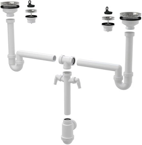 Сифон для двойной мойки AlcaPlast А8000