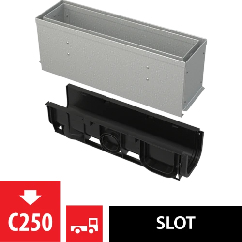 Щелевой дренажный канал с асимметричной сервисной надставкой 160 мм оцинкованная сталь ALCAPLAST AVZ101S-R122R