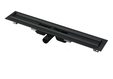 Водоотводящий желоб с порогами и гидрозатвором нержавейка ALCAPLAST APZ1BLACK-850 горизонтальный выпуск DN50